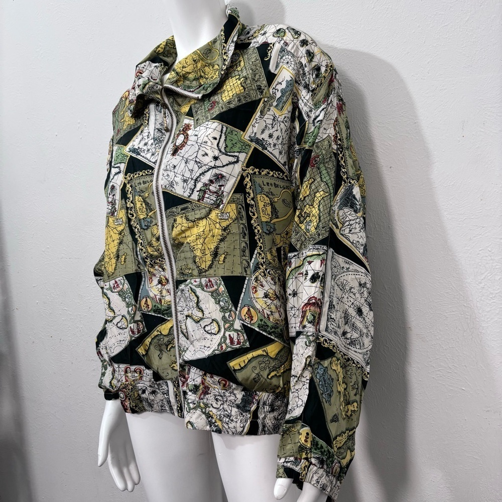 Vintage 100% Silk 80s Geography
Map Windbreaker Sz (L) - Picture 4 of 8